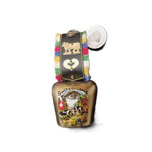 VTG Swiss Cowbell Souvenir Titlis 10,000 ft Good Luck Charm Rustic Folk Chalet